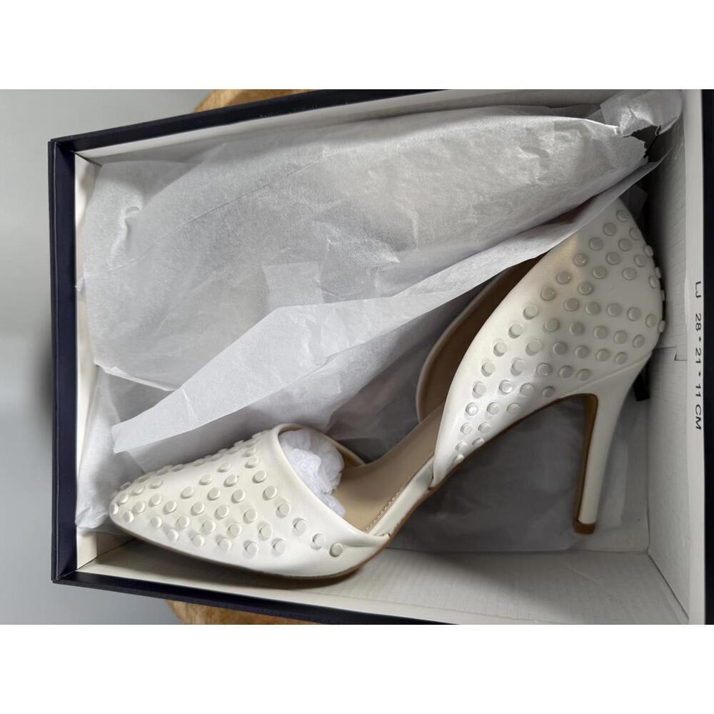 French Connection White Studded Pointed Toe Heels Size US 9.5 NWB - Picture 2 of 12